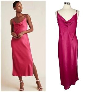 ANTHROPOLOGIE The Elyse Raspberry Slip Dress size XL